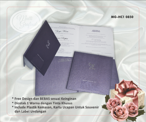 Cetak Undangan Hardcover Satu Warna 17x17 cm